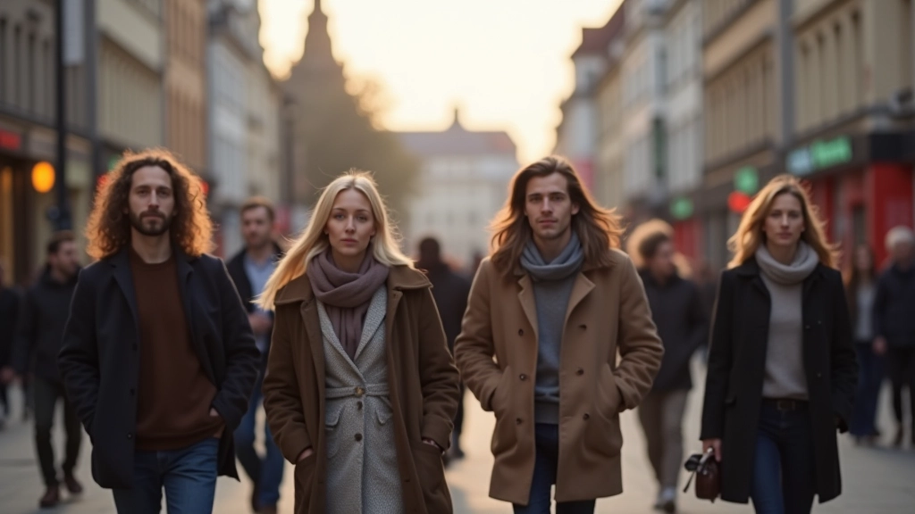 Menschen verschiedener Kulturen und Religionen in einer deutschen Stadt, zeigt Vielfalt und kulturelle Integration im öffentlichen Raum