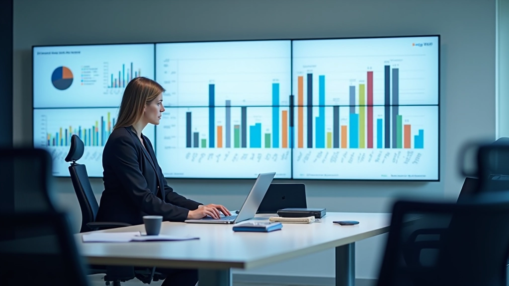 Moderne Büroumgebung mit Grafiken und Datenvisualisierungen zum demografischen Wandel